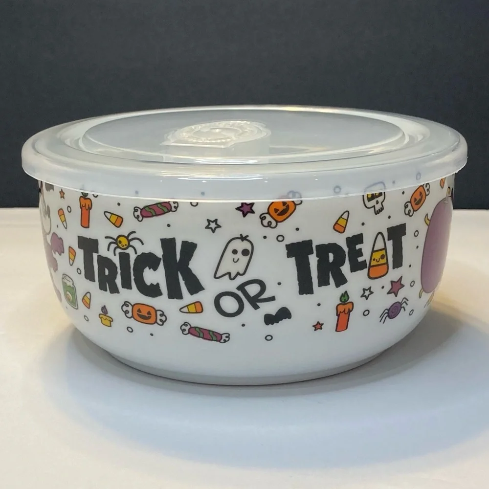 Disney Mickey and Friends Halloween Ceramic Storage Bowl with Vented Lid